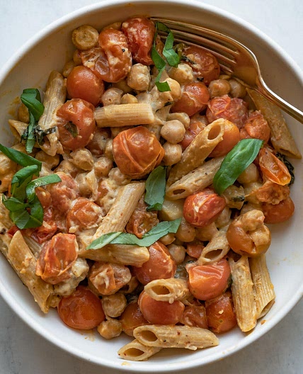 Easy Roasted Chickpeas Hummus Pasta