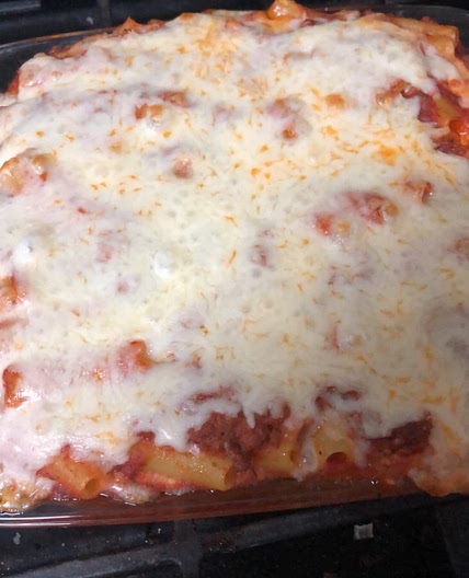 Baked ziti with ricotta (1/2 recipe)