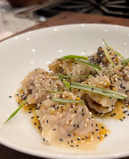 Pork Wontons and garlic chili oil 
