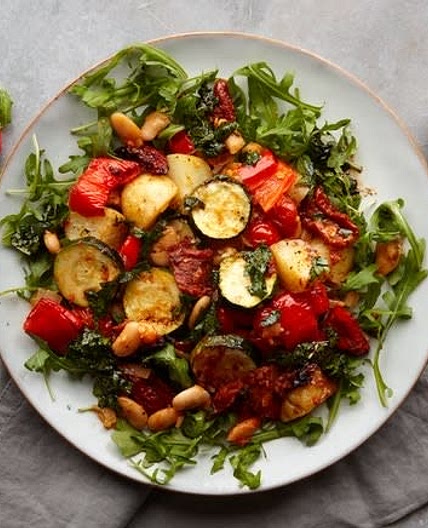Butter bean bake with peppers and tapenade