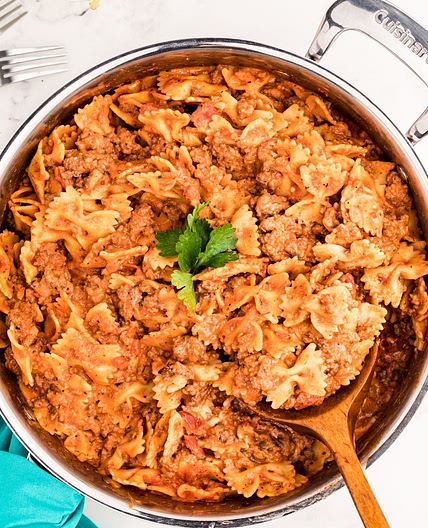 Easy Stovetop Bow Tie Skillet Lasagna