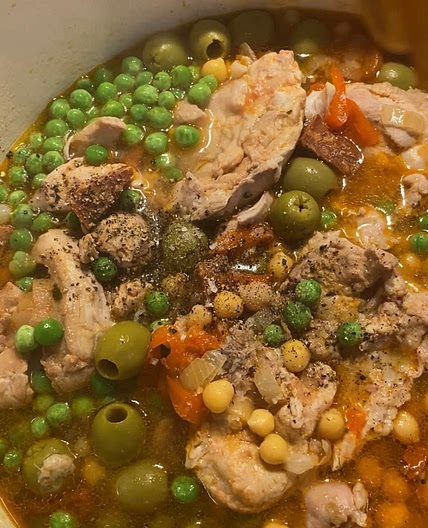 Slow cooked Spanish chicken and chorizo stew 