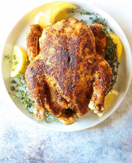 Rotisserie-style Instant Pot chicken