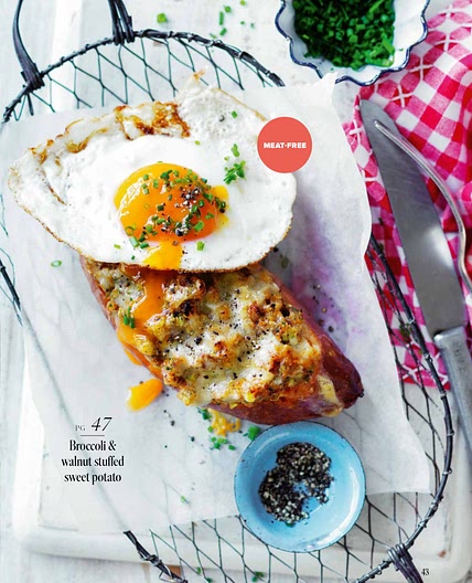Broccoli and Walnut Stuffed Sweet Potato