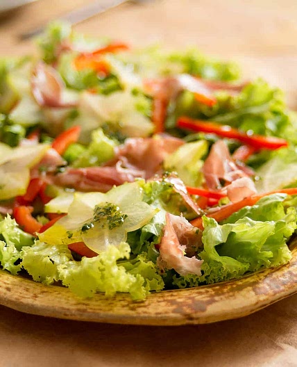 Serrano Ham and Star Fruit and Salad