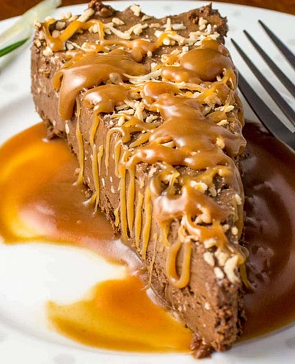 Chocolate Mousse Dessert with Warm Caramel Sauce