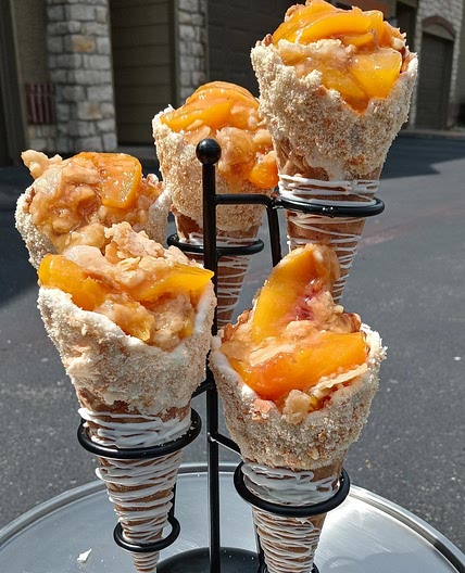 Peach Cobbler Stuffed Cones