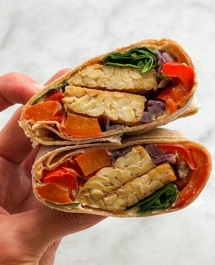 Tempeh & Roasted Veggie Hummus Wrap