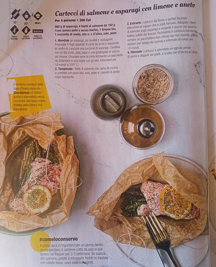 Cartocci di salmone e asparagi con limone e aneto