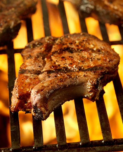 Apple-Grilled Double-Cut Pork Chops