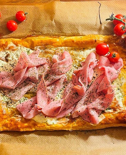 Gluten-Free Puff Pastry with Ham & Creme Fraiche