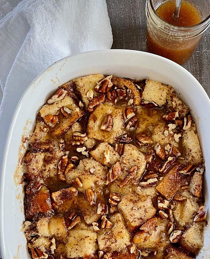Vegan Bread Pudding with Butterscotch Sauce