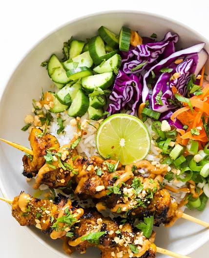 Chicken Satay - Spring Roll Bowls