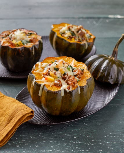 Sausage-Stuffed Acorn Squash with Aged Gouda