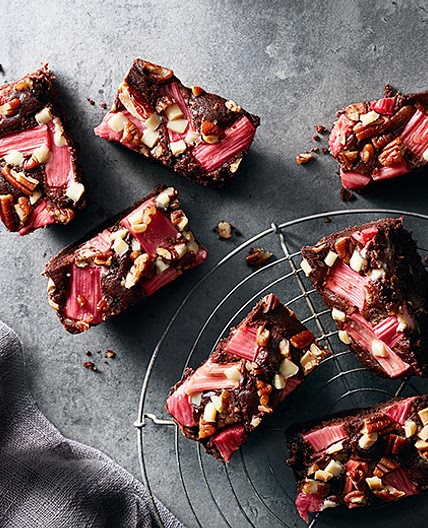 Rhubarb, Pecan and Chocolate Slices