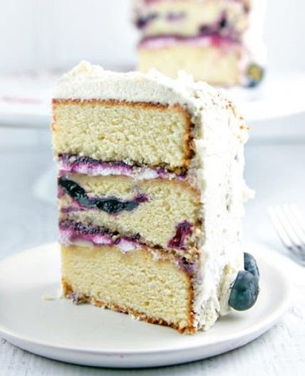 Vanilla Layer Cake with Blueberry Cardamom Curd