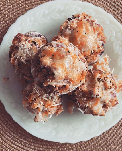 Salami & Goat Cheese Stuffed Mushrooms