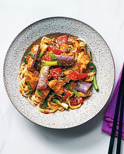 Chicken & aubergine in black bean sauce