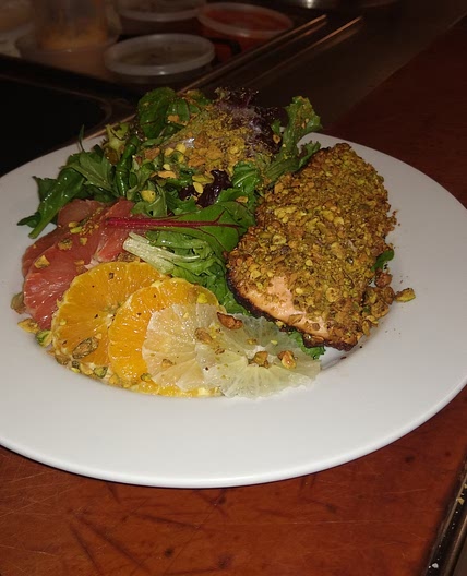 Pistachio crusted salmon