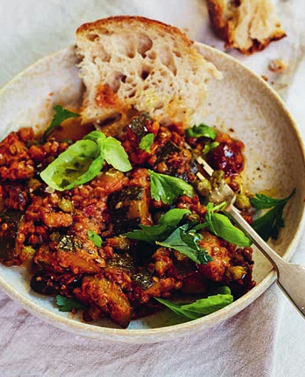 Lentil and courgette caponata