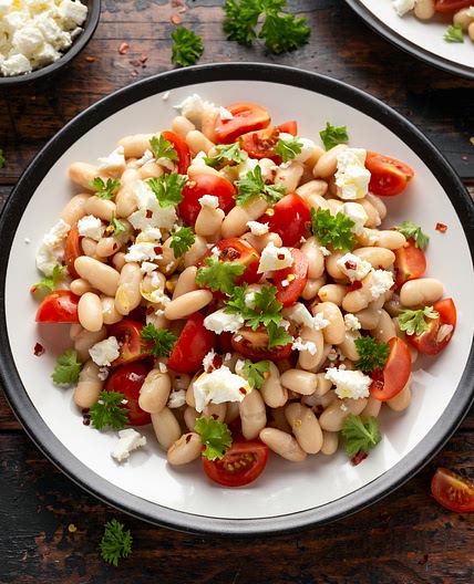 Sautéed Cherry Tomatoes and White Beans With Feta