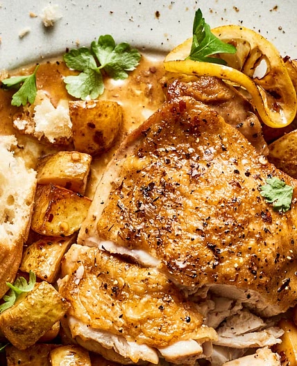 Herby Lemony Chicken Thighs with Potatoes