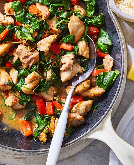 *0272kcal[9.3]* Skillet Lemon Chicken with Spinach