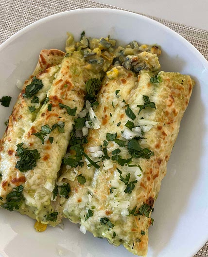 Cami’s creamy Vegetable Enchilada Verde 