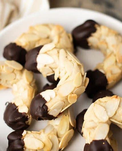 Chocolate covered marzipan cookies