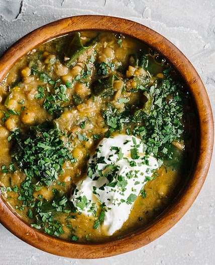 Lentil Soup with Kale and Sour Cream