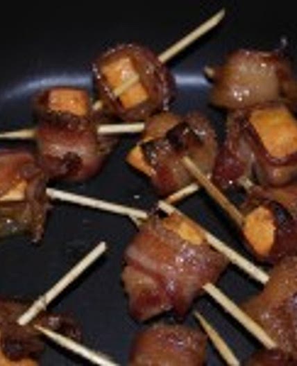 Bacon Wrapped Sweet Potato Bites - Bite The Road