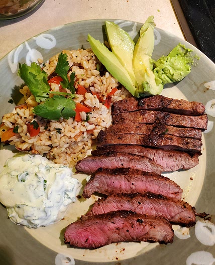 Flank Steak with citrus-cilantro rice