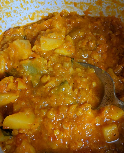 Ethiopian red lentils and veggie wot