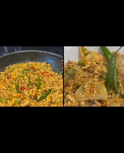 Keema with Potatoes and Peas OR Bell peppers