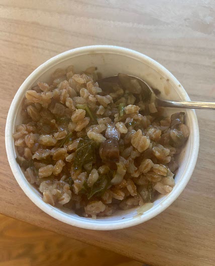 Farro, mushroom, onion & bok choy