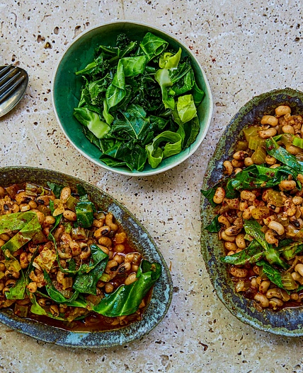 CREOLE-INSPIRED BLACK-EYED BEANS AND 'COLLARDS' — Jasmine Hemsley