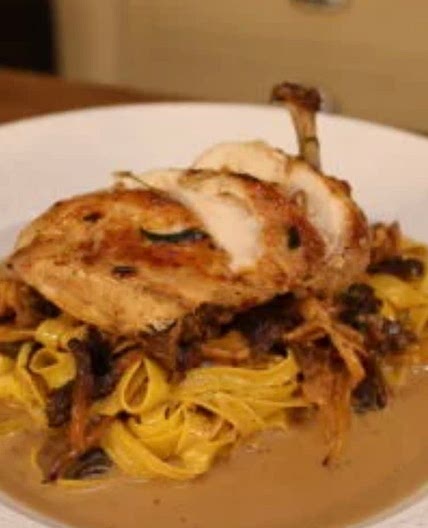 Chicken with Mushroom Sauce and Tagliatelle