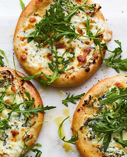 Mini rocket (arugula) & ricotta pizzas