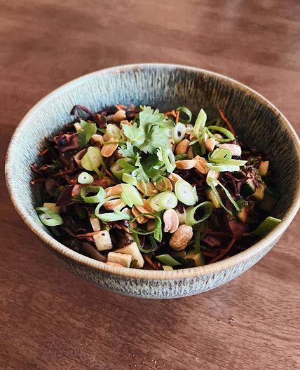 Carrot and red cabbage noodle salad