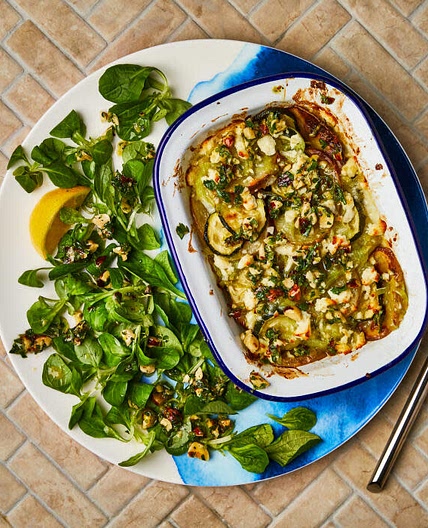 Courgette & Greek Cheese Gratin With Hazelnut Gremolata