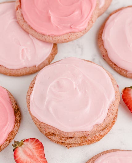 FROSTED STRAWBERRY COOL WHIP COOKIES