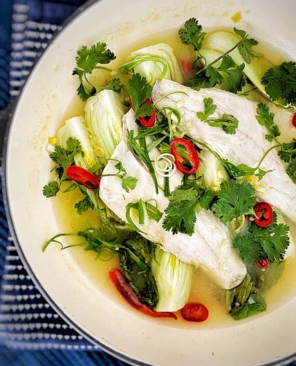 Chef Norman's Poached Sea Bass in Lemongrass and Chilli Sauce