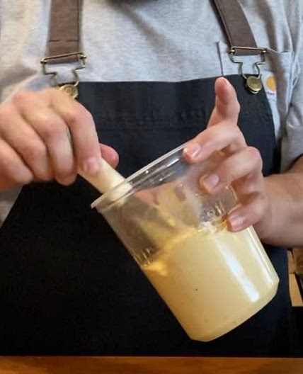 At home kewpie mayo with “drama oil” 