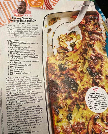 Breakfast casserole from Shaquille O’Neal