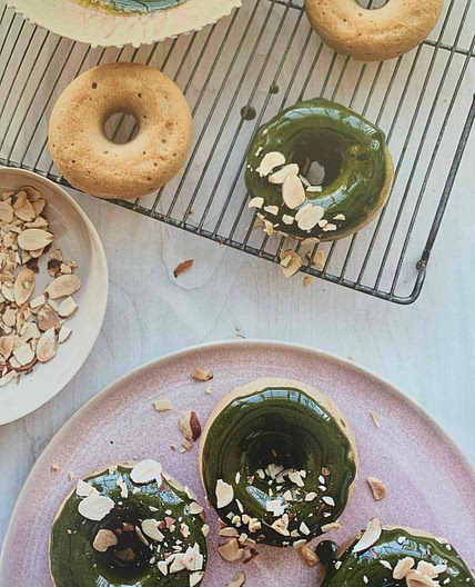 Honey-Matcha Glazed Doughnuts