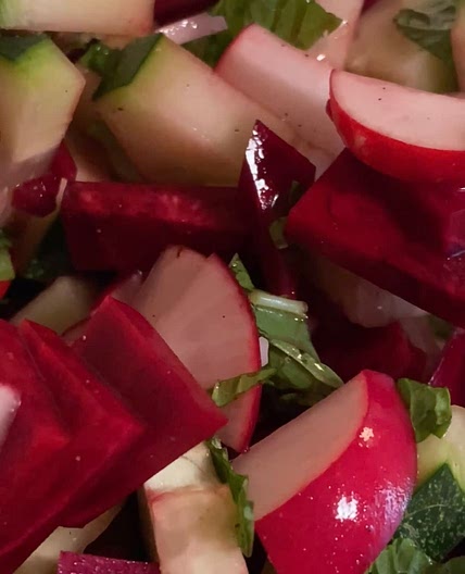 Cucumber Radish Salad w/Beet & Mint