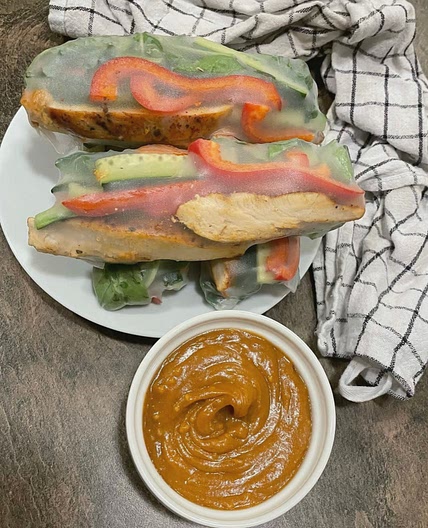 Spring Rolls with Thai Peanut Sauce