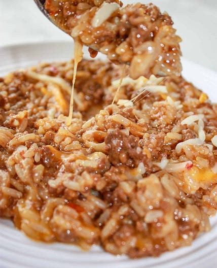 Instant Pot Cheesy BBQ Ground Beef and Rice