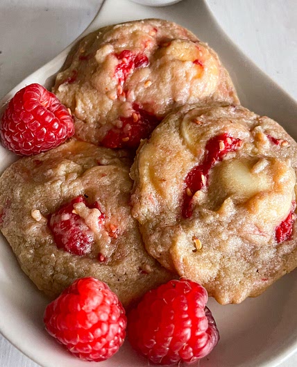 Raspberry White Chocolate Pudding Cookies