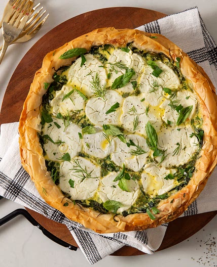 Arugula-Goat Cheese Phyllo Pie